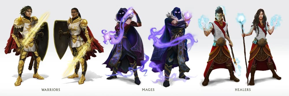 Classcraft's three hero classes: Guardian, Healer, and Mage