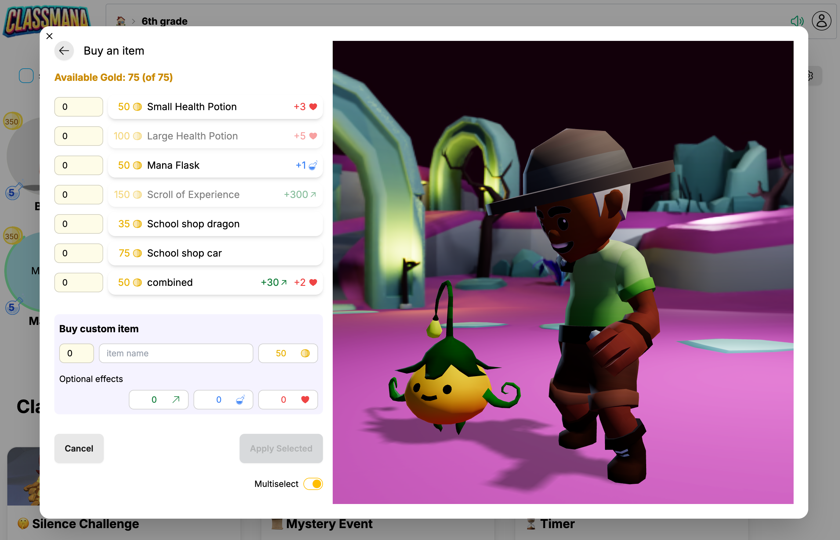 Multiselect mode toggle
