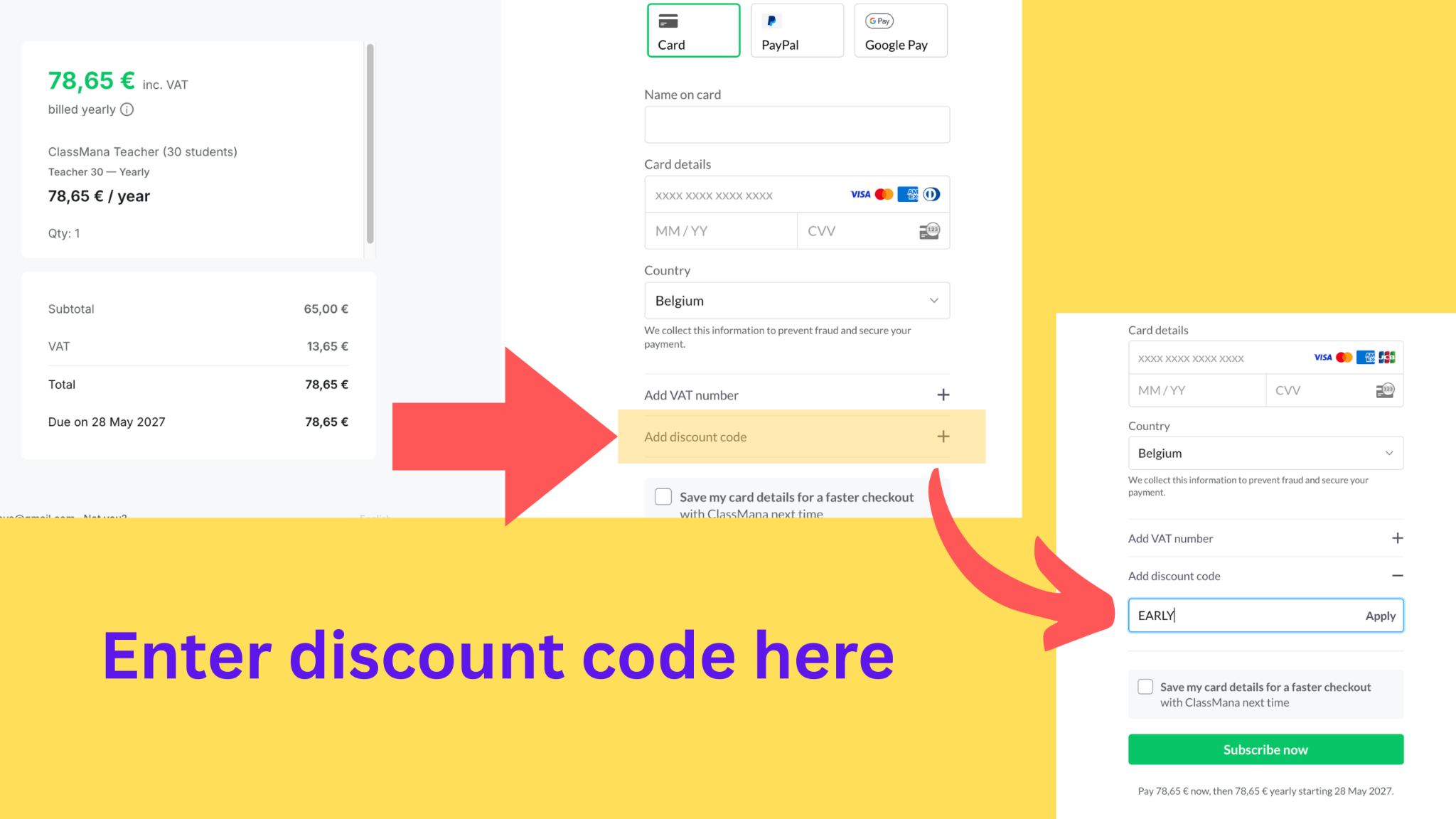 Applying a discount code