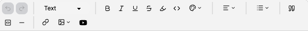 Rich text editor toolbar with formatting options