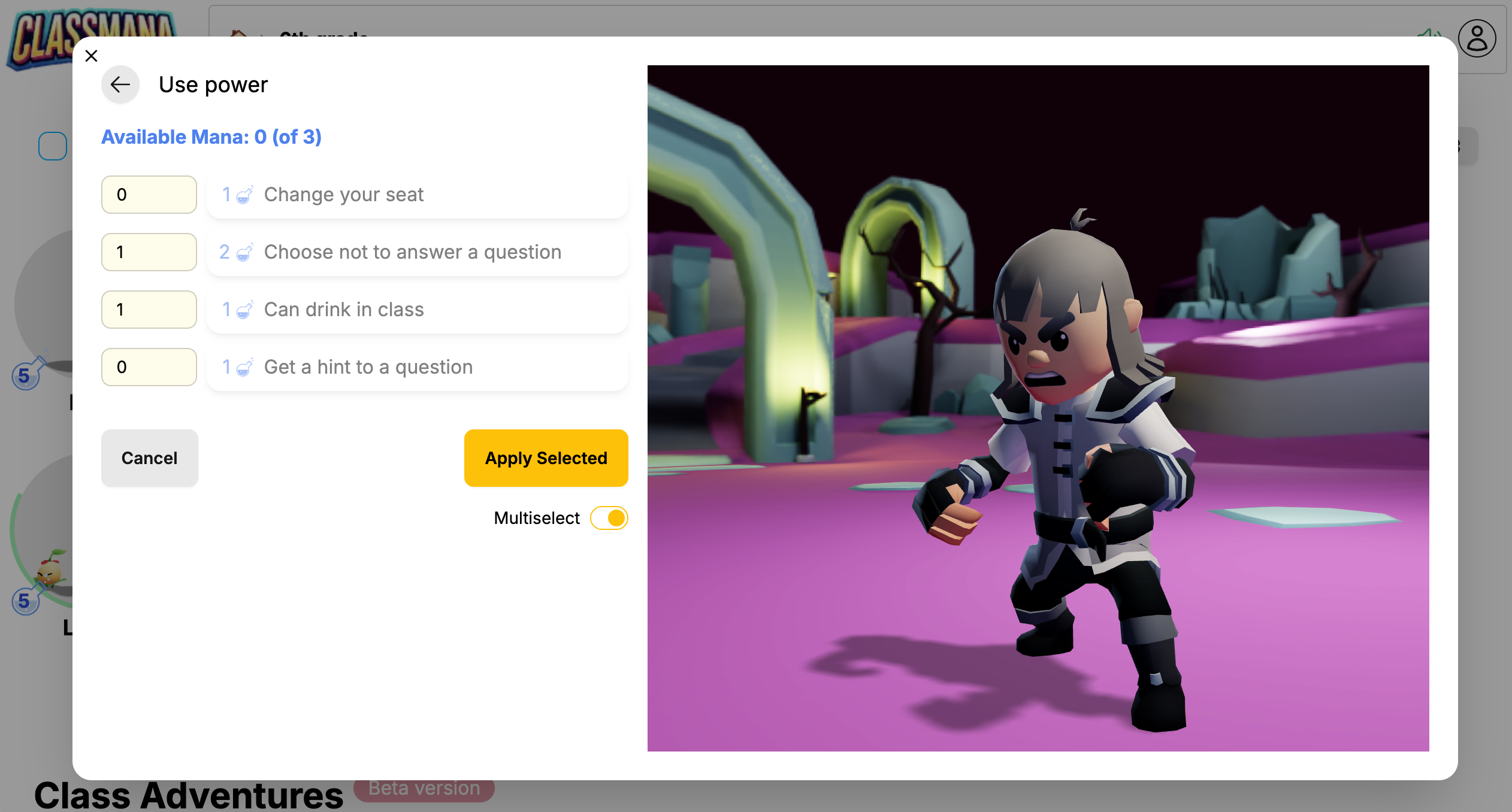 Multiselect mode toggle