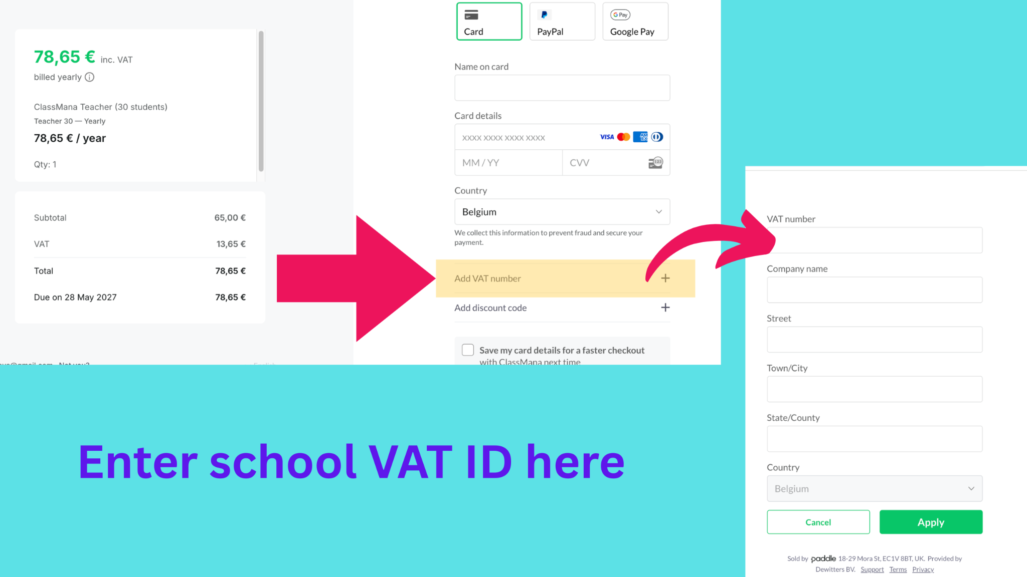 Adding School Details